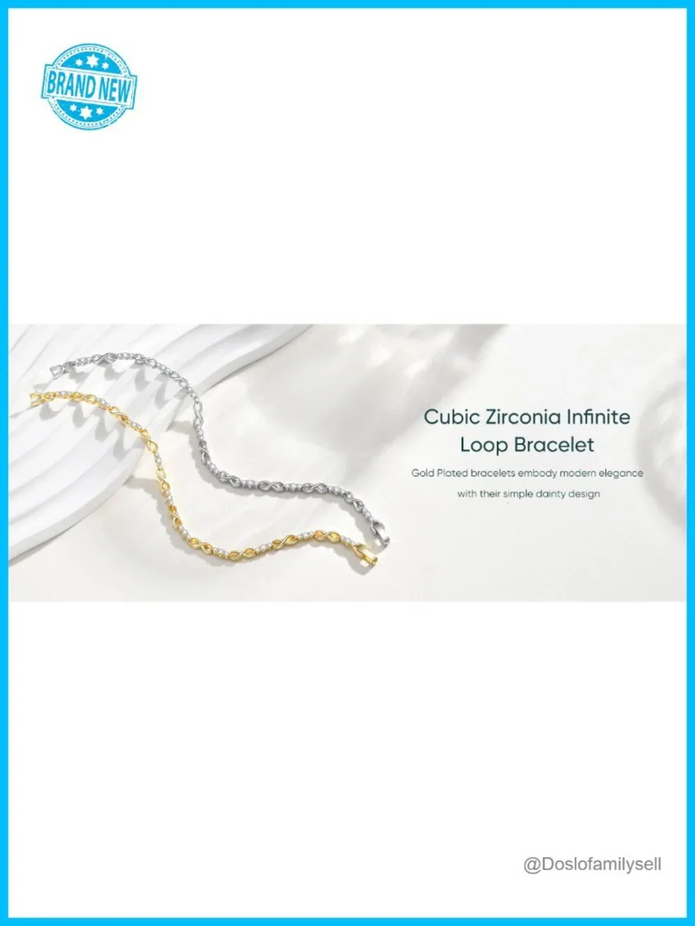 14K Gold Plated Heart Cubic Zirconia Tennis Bracelet, Dainty Adjustable